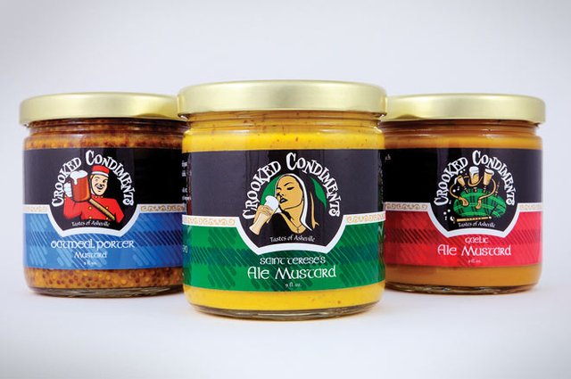 A trio of Crooked Condiments products.